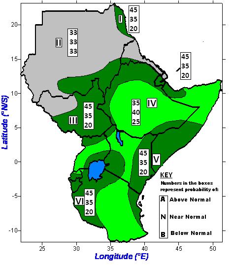 December2012 rainfall season Zone I, III, V, VI: Increased likelihood of above normal