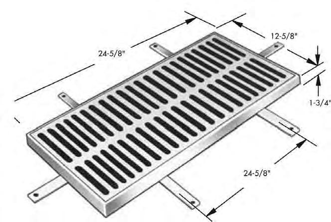 TD-910-B Trench Drains Heavy Duty Sectional 12" Wide Trench Drain Grate & Frame Catalogue No. Nominal Size Grate Material Frame List Price/perFt.