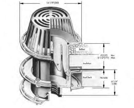 72 RD-102, 3, 4, 6,-CP-1 2, 3, 4, 6" 84 2,236.79 RD-100-CJ IRMA Roof Drain Catalog Number Outlet Size Wt., lbs. Poly Dome Cast Dome RD-102, 3, 4, 6-CJ 2, 3, 4, 6" 60 645.52 744.12 RD-108-CJ 8" 60 716.