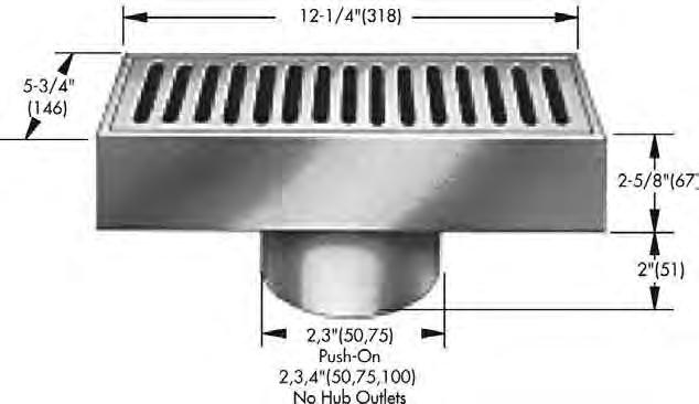 61-10 Secured Top c/w Phillips Screws 27.78-13 All Galvanized 92.61 -F Flange 414.44-39 Full Flow Grate No Add FD-760 Cast Iron Gutter Drain with 6" x 12" Top Catalog Number Wt., lbs. Str.