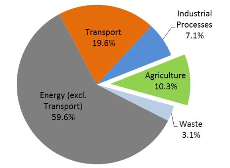 AG GHG Emissions in the EU (excluding LULUCF) 2012 471 MtCO 2eq (2012): - Manure management (CH 4, N 2 O):