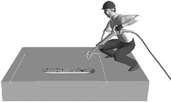 Fig. 4 Initial concrete removal within the sawcut area, using a 15- or 30-lb jackhammer. Use 15-lb jackhammer for final removal. Fig.