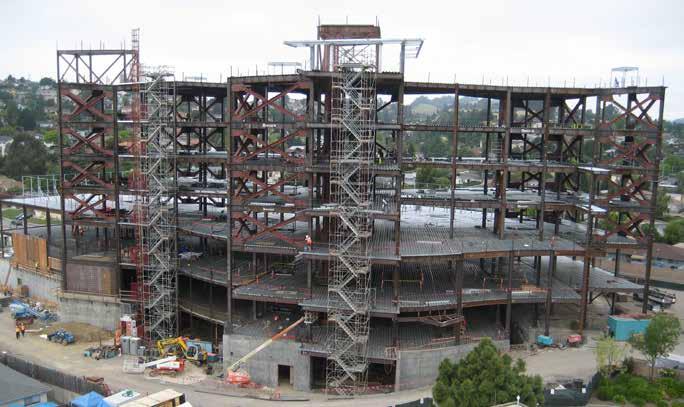 Sutter Health, DPR Construction after main steel erection. crete platforms, which are supported by secondary steel members that connect to the building s main steel framing system.