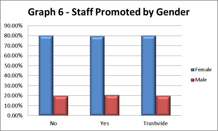 During the period approximately 75% of applicants and 79% of appointments were female, thus maintaining the high proportion of female staff within the Trust.