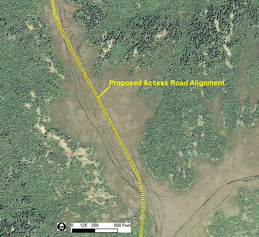 Figure 1. Watersheds affected by the proposed project. Figure 2. Existing wetland disturbance near proposed access road.