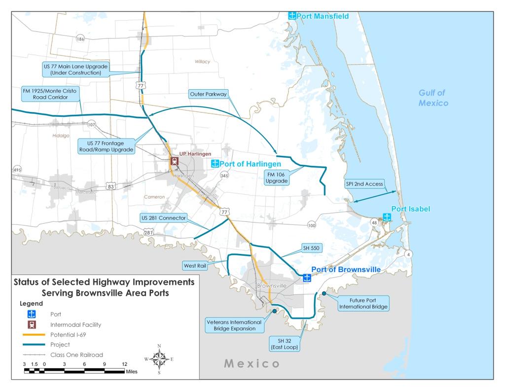 As illustrated in Figure 8, a number of projects are underway in the Brownsville and Harlingen areas.