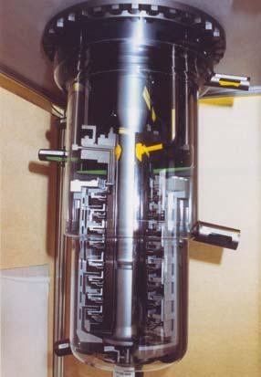 Figure 6 : Centrifugal extractor mock up Tests were performed both in laboratory scale (with Pu) and with full scale pilot (using inactive simulated solutions).