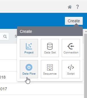Select Create, Data Flow to display