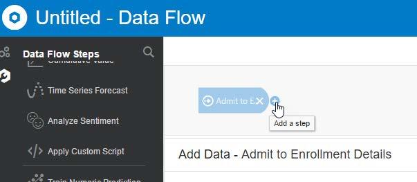 This displays all available data flow step