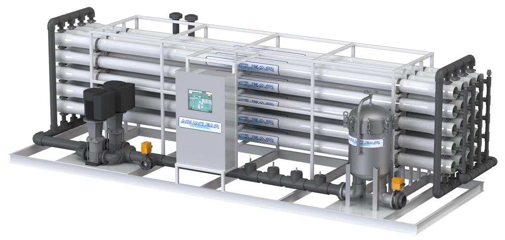 Industrial Reverse Osmosis Systems 700 GPM Industrial Reverse Osmosis System w/scada PLC Aqua Clear Water Treatment Specialists manufacturers and engineers 250-1000 gpm customized industrial reverse