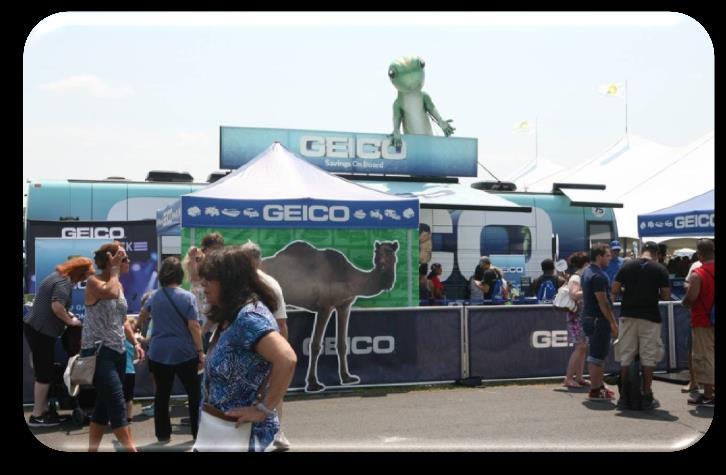 where guests could recharge their electric devices, enter to win custom prizes and GEICO swag, and take unique greenscreen