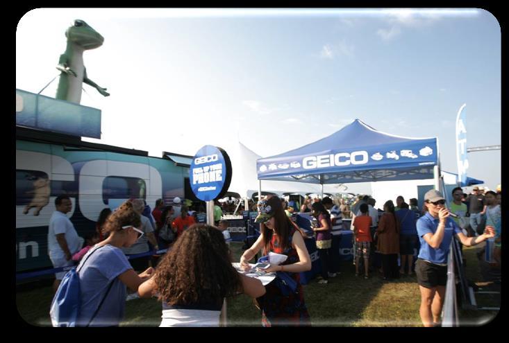 throughout all of GEICO s experiential events Exceeded quota of data capture by only the second day of Festival Increase in