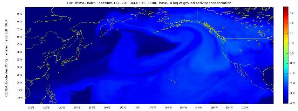 Map Showing the Fukushima Plume as it Expands Across the Pacific