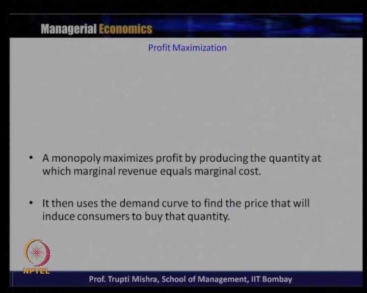(Refer Slide Time: 34:17) Then, we will come to the profit maximization of the monopoly firm.