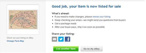 24 Bingo! Your item is now listed on ebay!
