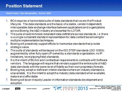 Position Statement Single set of interoperable standards Fully open Minimum redundancy Support harmonization Become a