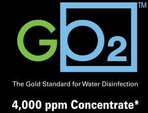 GO 2 - PRODUCT DATA SHEET Description: Specifications: Applications: 2 powder component kit to produce 4000ppm solution of Chlorine Dioxide.