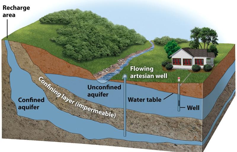 water travels downward to become part of an aquifer. Percolation is the process of a liquid slowly passing through a filter.