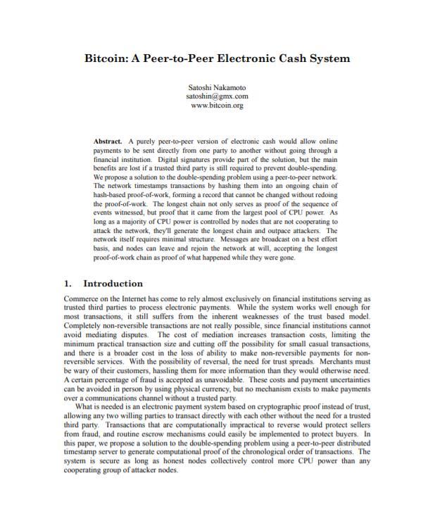 Where did it all start? October 31st, 2008, a whitepaper, Bitcoin: A Peer-to-Peer Electronic Cash System was posted by an individual / group of individuals / entity called Satoshi Nakamoto.
