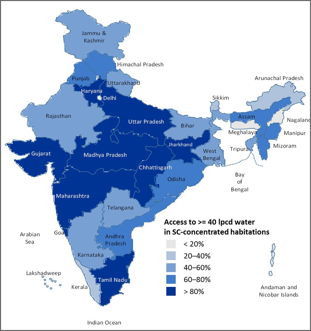 EXHIBIT 12 Maharashtra, Madhya Pradesh, Chhattisgarh, Tamil Nadu, Haryana, Jharkhand and Gujarat have been able to meet the water needs of more than 90% of their SC concentrated habitations Access to