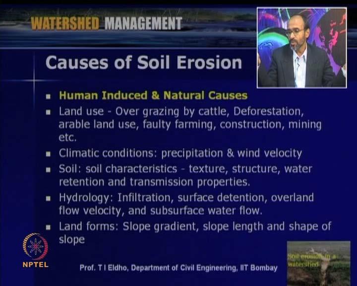 (Refer Slide Time: 08:46) So now, with this background, let us look into the various causes of soil erosion.