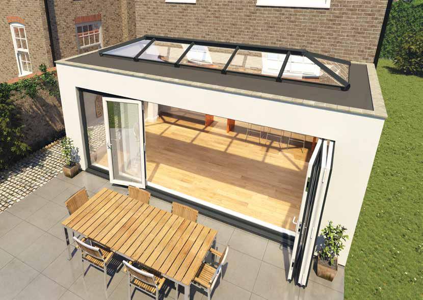 MORE FLEXIBILITY FOUR SKYLIGHT STYLES ARE NOW AVAILABLE No side rafter bars With the fewest possible number of slimline bars needed to create uninterrupted glazed surfaces of up to 1.5m x 2.