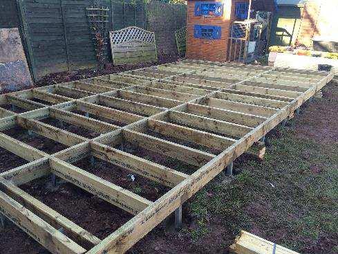 Construction Methods And Materials Used Floor base The floor base is constructed using 145mm x 48mm pressure treated joists that are situated just above ground level, this is done to create an air