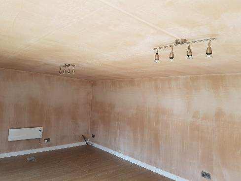 We then line the interior of the walls with 25mm PIR insulation and plasterboard.