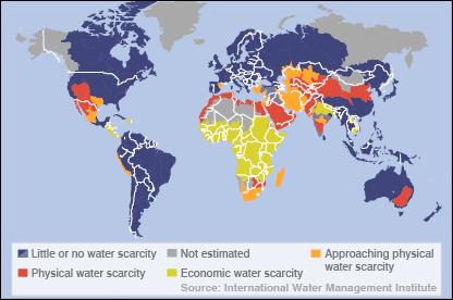 Water distribution uneven Sub-Saharan Africa Not enough water available Global Water Scarcity Finding a reliable source of safe water is time consuming and expensive 2004: Only 16% of people had