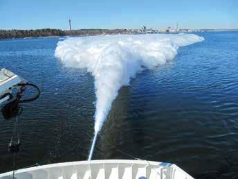 technical environmental Dense white cloud formed by vaporising a liquefied gas (nitrogen in this case) spreading over water Fires & firefighting Vapour from boiling LNG is flammable, which is why LNG
