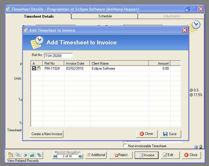 Place a tick in the box on the left hand side Select Save to create the associated invoice record in Eclipse Scenario Two Outstanding Invoices: Where there are outstanding invoices for the client