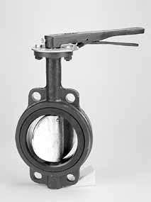 8/16/2005 200 psi Butterfly Valves Cast Iron Body Extended Neck Cartridge Seat Liner Wafer Style Sizes 2" through 12" Install between Std.