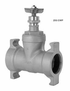 250 PSI CWP Bronze Gate Valve Screw-in Bonnet Non-Rising Stem Solid Wedge Push-on Ends with Joint Restraints 250 PSI/17.2 Bar Bar Non-Shock Cold Working Pressure CONFORMS TO MSS SP-80 MATERIAL LIST 1.