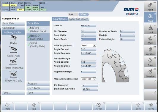 As a leading manufacturer of modern, high-performance CNC controllers, NUM offers the complete technology software for the production of gears on hobbing machines, generating grinding machines and