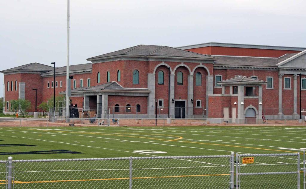 Vision Gilbert Christian High School is a 2 story above ground building with a basement. Enclosed building area totals about 70,400 square feet.