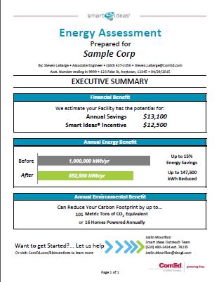 Energy Assessments 13 A Facility Assessment is a free, high-level, on-site facility assessment conducted by a ComEd engineer