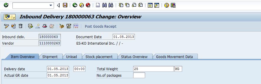 Update an Inbound Delivery Delivery Update When available from the commodity vendor, the Inbound Coordinator will upload the inbound shipment documents (for example Bill of Lading) by clicking the