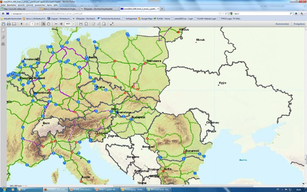 Current situation of the freight transport in Central/ Southeast Europe (3) Insufficient transport infrastructure Demand for modern transshipment facilities Lacking interoperability Existing