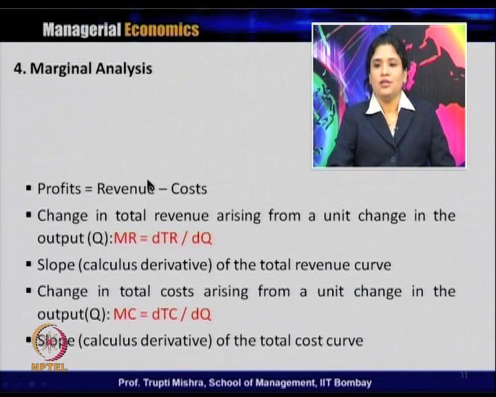 (Refer Slide Time: 50:51) As we know, profit is revenue minus cost. So, change in the total revenue arising from a unit change in the output that is marginal revenue.