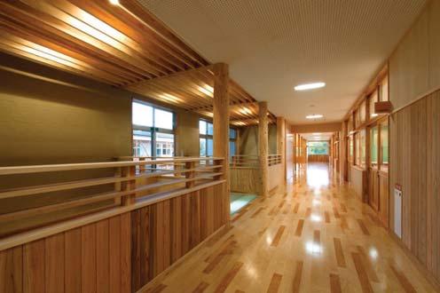 10. Aya Junior High School with Generic Lumber (Aya Town, Miyazaki) - Floor area: 3,253 m 2 - Structure: Two-story wooden structure with a partial reinforced concrete