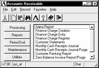Period-End Processing AR Period-End Processing Menu Function The Period-End Processing menu provides access to the tasks that are part of the accounts receivable period-end process.
