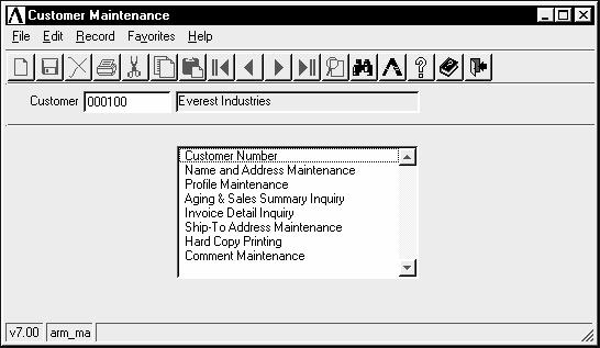 About the Accounts Receivable Maintenance Menu Tasks To access any task on this menu, enter the number assigned to the task in the Enter An Option field.