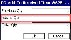 If the full Order Quantity of an item is not shipped, ensure the correct Received Quantity is entered (Fig. 30) and click OK. (Fig. 30) (Fig. 31) (Fig.