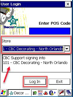 3) Select the store you are set to sign in to from the dropdown menu of stores. Click Log In (Fig 4).