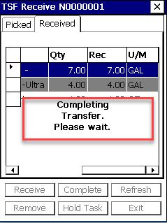Once you have verified the quantities, you can complete the transaction by clicking the Complete button (Fig. 77).