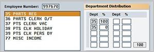 Chapter 11 Time Clock 5. The top-left part of the screen displays a list of departments assigned to the employee. Click the department(s) that will be used to post the time clock hours.