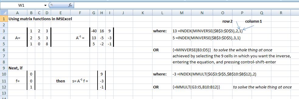 Using MSExcelmtrix functions MA MANY students prefer to use MATLAB (nd there is code in the bck of the text).