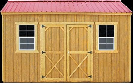»» All buildings come with lock & keys.»» 30 year architectural shingles or 29 gauge metal roofs are standard.