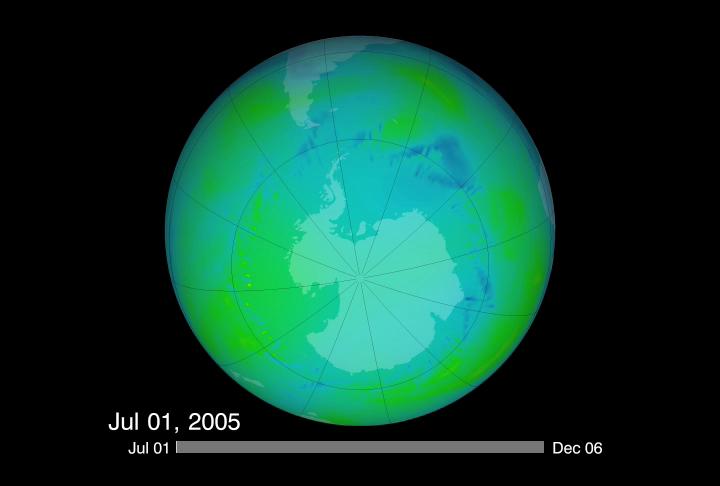 img_id=17436 Ozone hole is region over Antarctica with total ozone 220 Dobson Units or lower Occurs in southern hemispheric spring