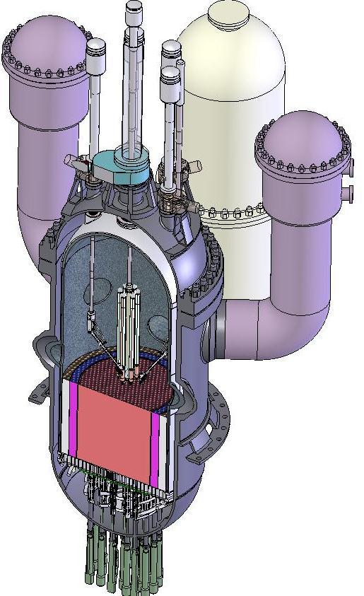 Cut-away view of a proposed 2400 MWth indirect-cycle GFR main heat exchanger (indirect cycle) core barrel Decay